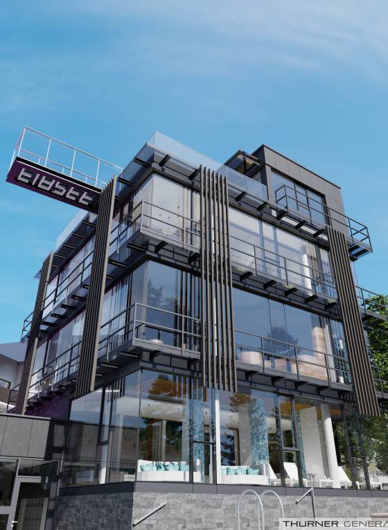 Rendering Eibsee Spa Ansicht Turm seitlich