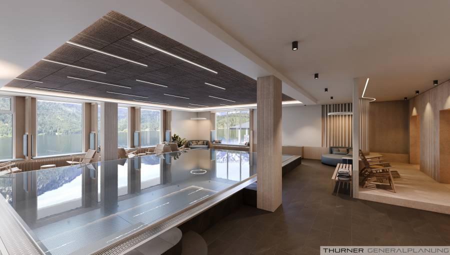 Rendering Eibsee Spa Ansicht vom Pool zum See